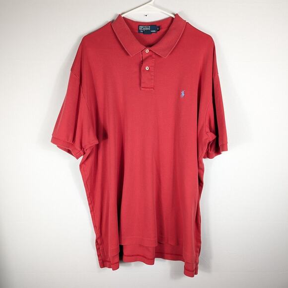 Polo Ralph Lauren Mens XL Red Cotton Polo Shirt Short Sleeve Classic Fit Casual - Picture 1 of 3